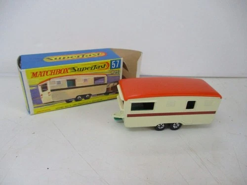 Matchbox Lesney Superfast SF57 Eccles Caravan- beige, stripe only label, boxed