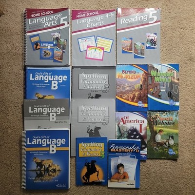 Abeka 5th Grade Language Arts, Reading, Spelling, Teacher Keys Student 14 Books
