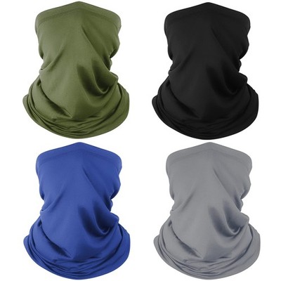 4 Pack Neck Gaiter Breathable Bandana Mask One Size, Black&grey&green&blue 