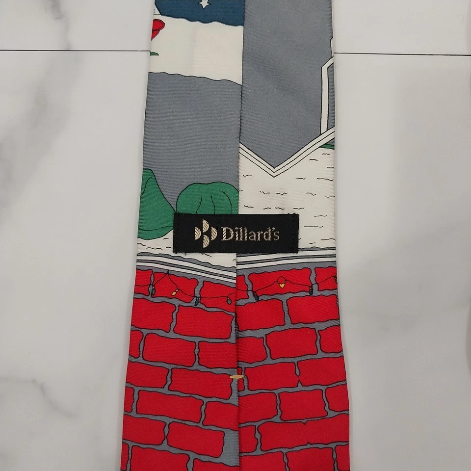 Corbata vintage Dillards para hombre 100 % seda corbata Navidad Papá Noel ladrillos villancico Foto 4 de 4