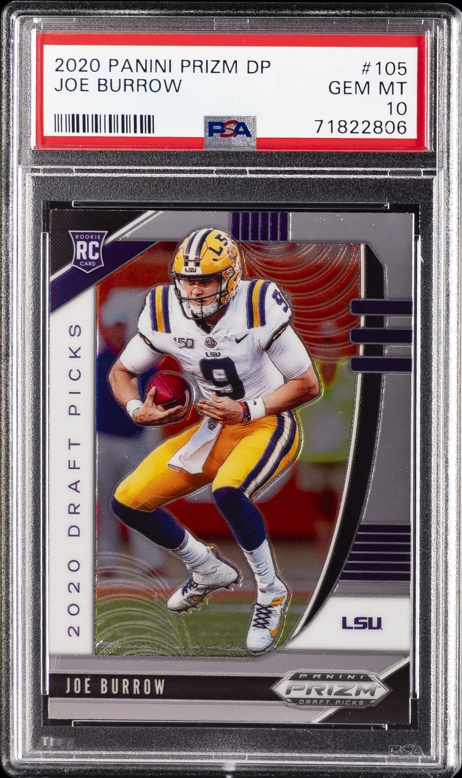 2020 PANINI PRIZM DRAFT PICKS #105 JOE BURROW ROOKIE RC PSA 10