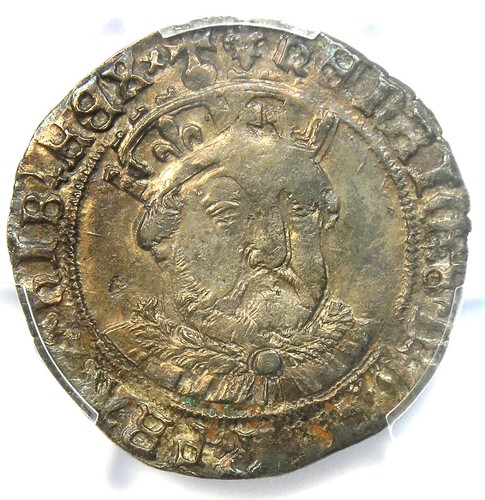 1544-47 Britain England Henry VIII Groat 4P Lis Coin - Certified PCGS AU58