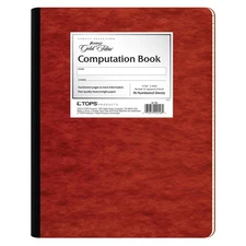 Gold Fibre Computation Book, Red Cover, Ivory Paper, Letter Size, 4 Square In...