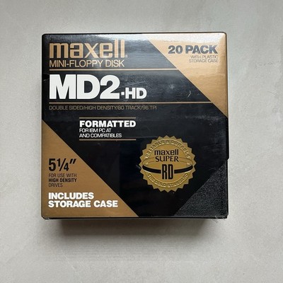 Maxell Mini-Floppy Disk-MD2-HD 20 Pack 5-1/4'' High Density W/Storage USA Made
