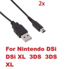 2x New USB Charging Power Cables for Nintendo DSi DSi XL 3DS 3DS XL