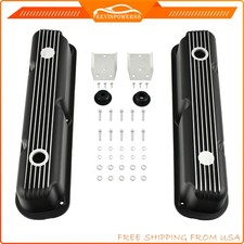 All Fins Valve Covers Black For Small Block Mopar Dodge Chrysler 273 318 340 360