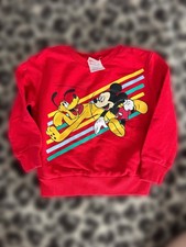 Vintage Disney Mickey Mouse Pluto Red Crewneck Sweatshirt Toddler 2T 90s