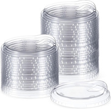 50 Pcs Clear Strawless Plastic Lids Fits for 12, 16, 20 and 24 Oz Cups Disposabl