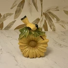 Vintage McCoy Pottery Bird Flower Planter Yellow Green Mid Century Modern