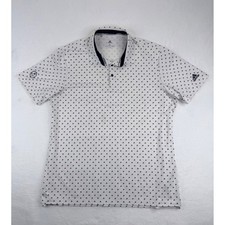Adidas Mens XL Golf Polo White Navy Diamond Logo All Over Shirt
