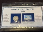 1902 SILVER Barber Half Dollar With Stamp And 50’s History Info NR