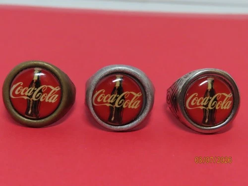 Lot of 3 Vintage Original 1960's Coca-Cola Gum Ball Machine Rings real metal