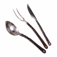 Mittelalter Besteckset Besteck Requisiten Geschmiedet Messer Gabel LöFfel