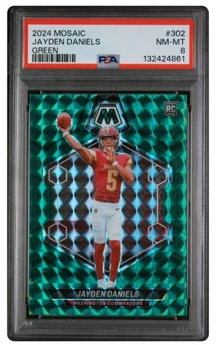 Jayden Daniels ROOKIE CARD Mosaic Green New!! #302 PSA 8