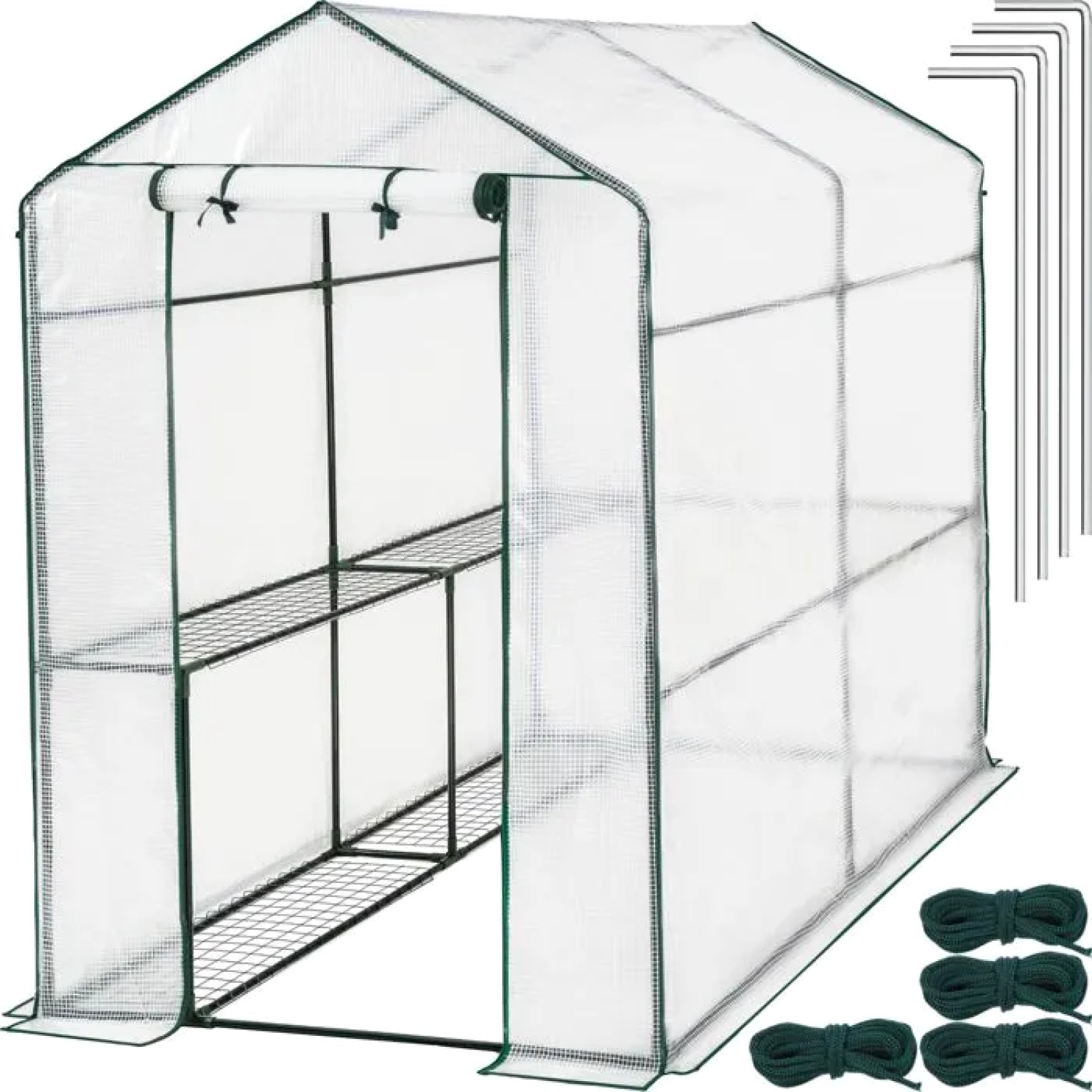 Serre jardin TECTAKE ANDREA acier 4 étagères 3,6m³ pour hivernage de plantes