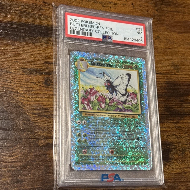 2002 POKEMON LEGENDARY COLLECTION #21 BUTTERFREE-REVERSE FOIL PSA 7