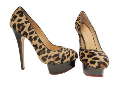 Charlotte Olympia Platform Shoes Size 8 38 Leopard $1K Pumps Heels Calf-Hair New