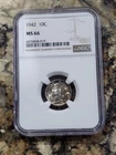 1942 Mercury Head Dime Beautiful NGC MS66 Example