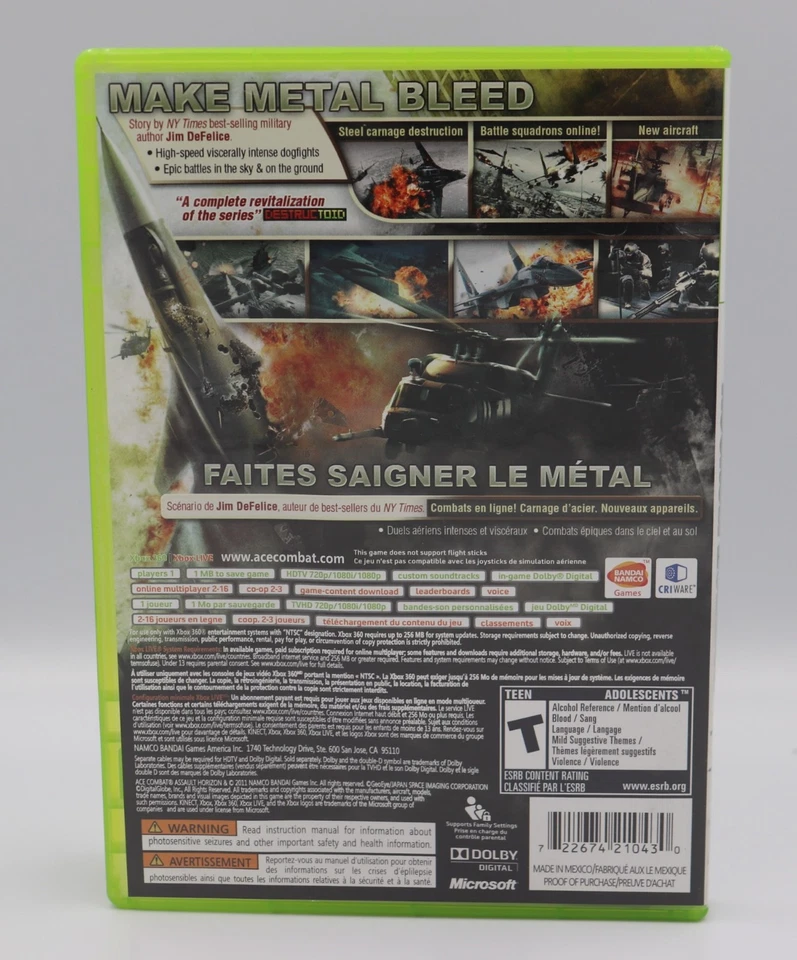 Ace Combat: Assault Horizon Microsoft Xbox 360 Game CIB Used - Image 2 of 3