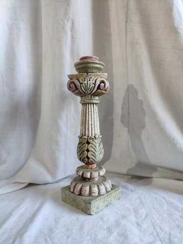 Antique Style Italianate Painted Ornate Wood Wooden Candlestick Candle Holder - Picture 2 of 11