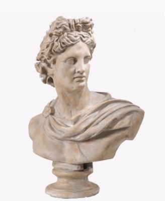 Large Apollo Greek Roman God Bust Head Statue Cast Magnesia Sculpture 24x13.5x31