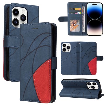 Flip Bicolor Handy Credit Card Slots Wallet Leather Stand Case Cover For iPhone