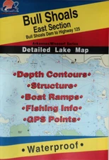 Bull Shoals East Section Detailed Fishing Map, GPS Points, Waterproof #L171