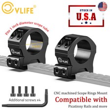 1" Inch/25.4mm Low Profile Scope Rings Picatinny Base Style Scope Mount - 2 PCS