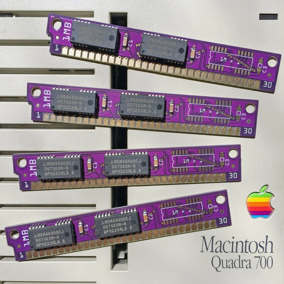 4pcs PurpleRAM new 4MB kit (4x1MB) 60ns 30pin SIMM low profile memory modules - Image 3 of 4