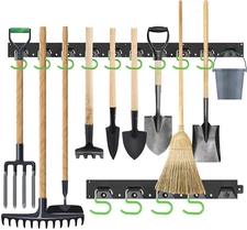 64 Adjustable Wall Mounted Tool Garage & Garden Organizer Holder Hangers Black