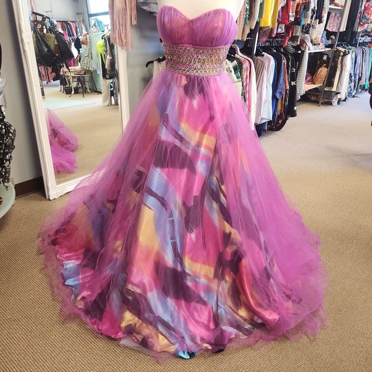 Fame Brand Formal Long Dress Size 4 Mulberry Multicolor Prom Quinceanera  NWT | eBay