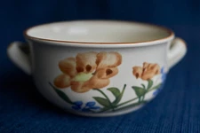 Brown & Blue Flowers Soup Bowl Vintage Ceramic Chi Kiang Made in China
