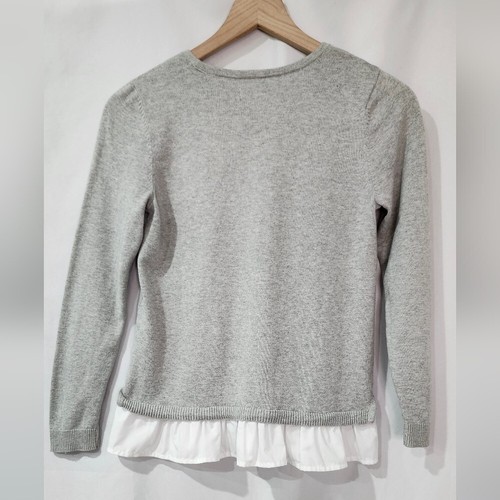 Crown & Ivy Kids Girls' Gray Sweater Size Large Pink Red Striped Heart Ruffle - Picture 3 of 8