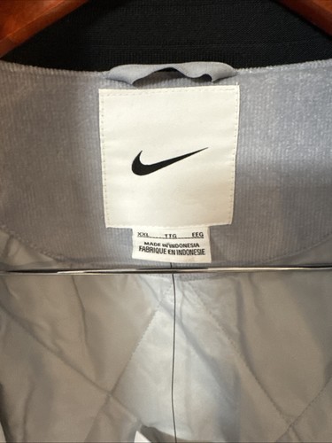 Nike Corduroy Varsity Letterman Bomber Jacket Gray & Black Size 2XL Therma-Fit - Picture 7 of 9