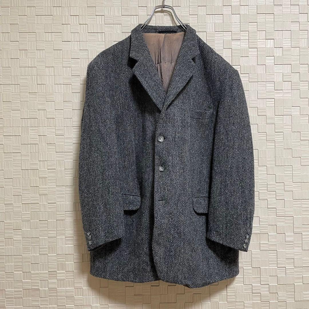 90S Harris Tweed Single 3B Jacket Gray Serial Number Tag