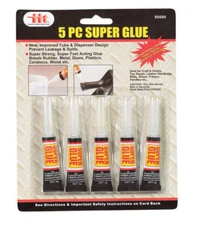 5 Tubes Diamond Vision SUPER GLUE Rubber BOND Metal Glass Plastic Ceramics Wood 