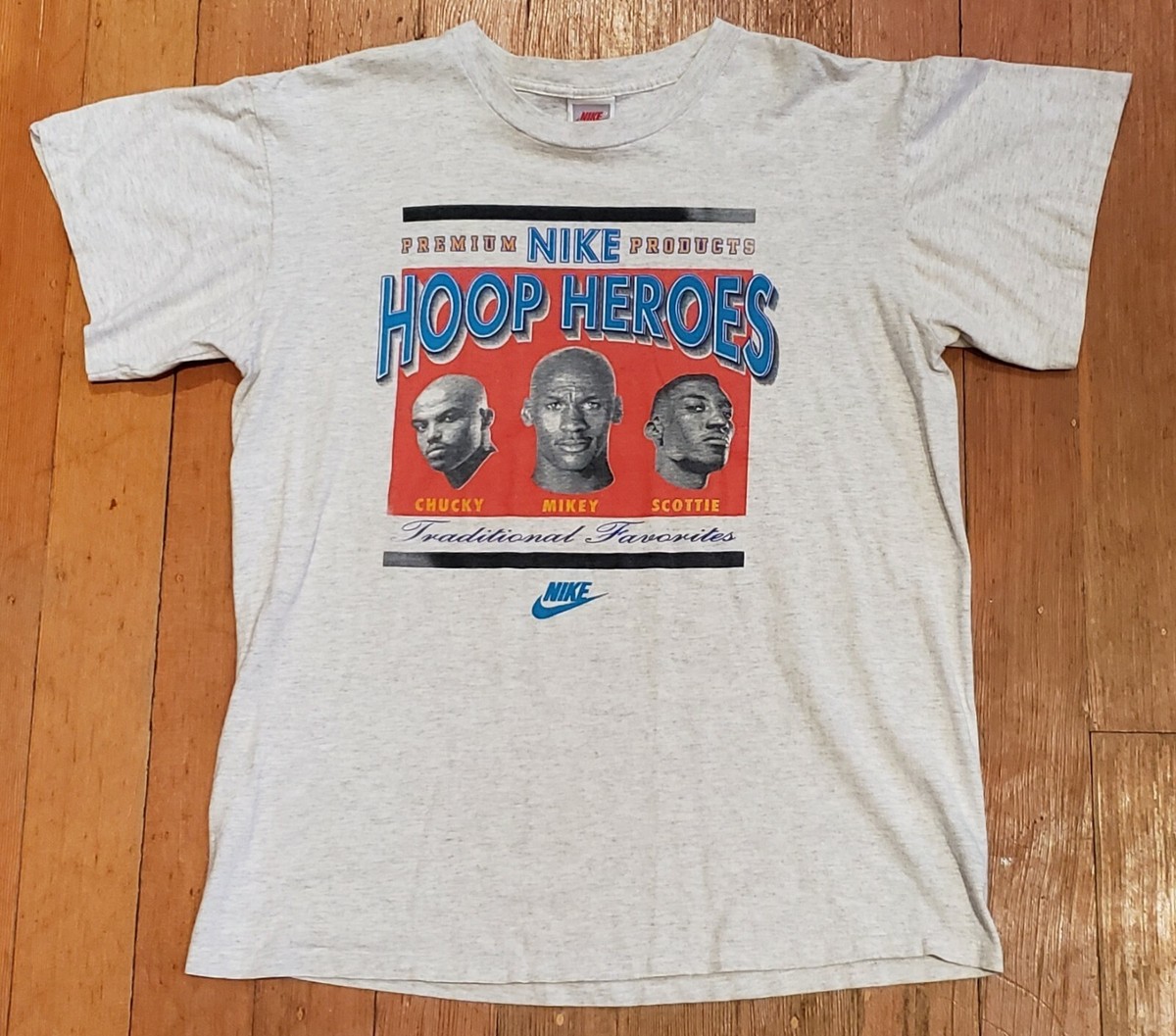Vtg 90's Nike Hoop Heroes Barkley Jordan Pippin T-Shirt Size XL | eBay