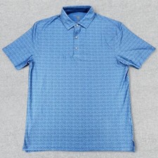 Hickey Freeman Polo Shirt Men's M Blue Abstract Short Sleeve Performance Golf