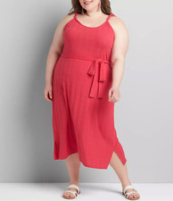 LANE BRYANT WOMEN'S AZALEA RIBBED TWISTED STRAP SLEEVELESS  MIDI DRESS Sz 38/40