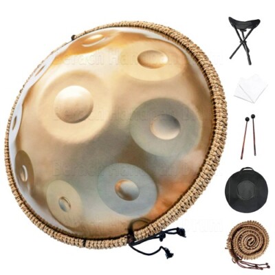 Handpan 432HZ/440Hz 9 Tone 22inch G Minor Golden Steel Tongue Drumbeginner