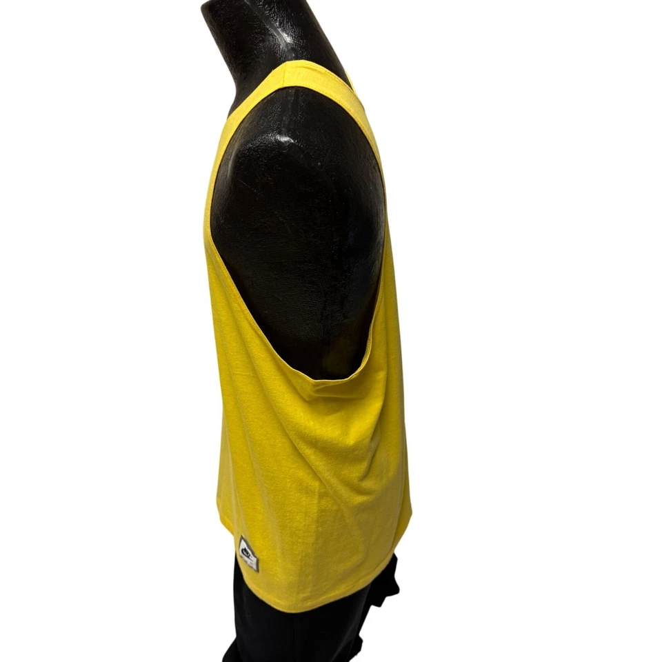 Camiseta sin mangas Nike AMARILLA de colección años 80 etiqueta roja logotipo atlético entrenamiento 50/50 camisa MÚSCULO Foto 3 de 4