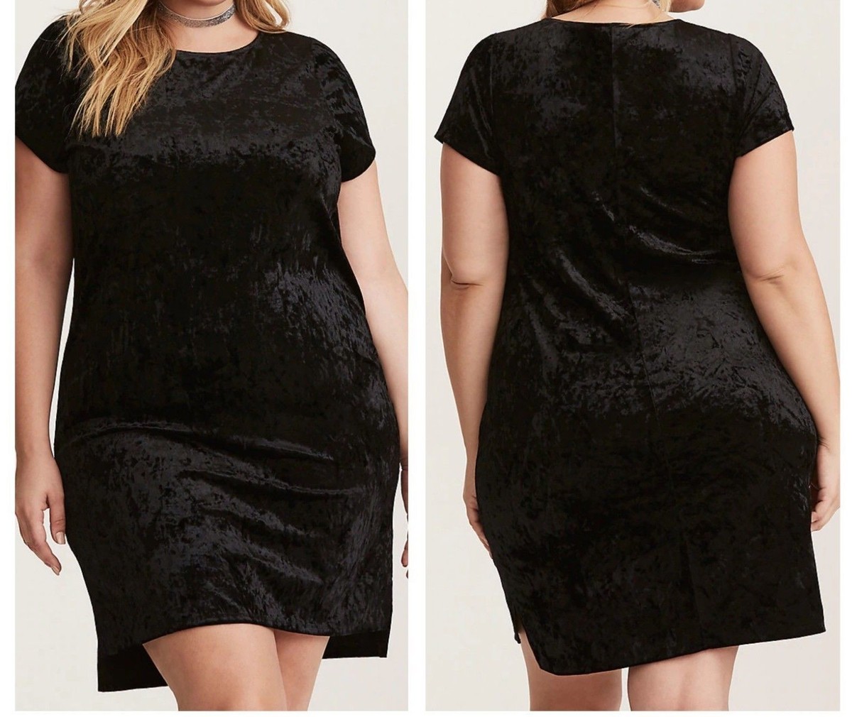 Torrid Crushed Velvet T-Shirt Dress Black 0X #48414