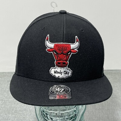 Chicago Bulls 47 Brand Windy City Hardwood Classics Hat Size 7 1/4 New Black