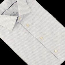 ETON Purple Blue Check CONTEMPORARY Spread Collar Cotton Dress Shirt 15.5 NEW