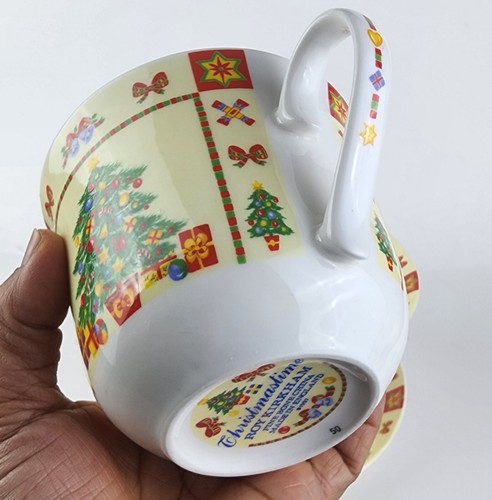 1997 Roy Kirkham Christmastime Fine English Bone China 2 Cup & Saucer Set, 16 oz - Picture 12 of 13