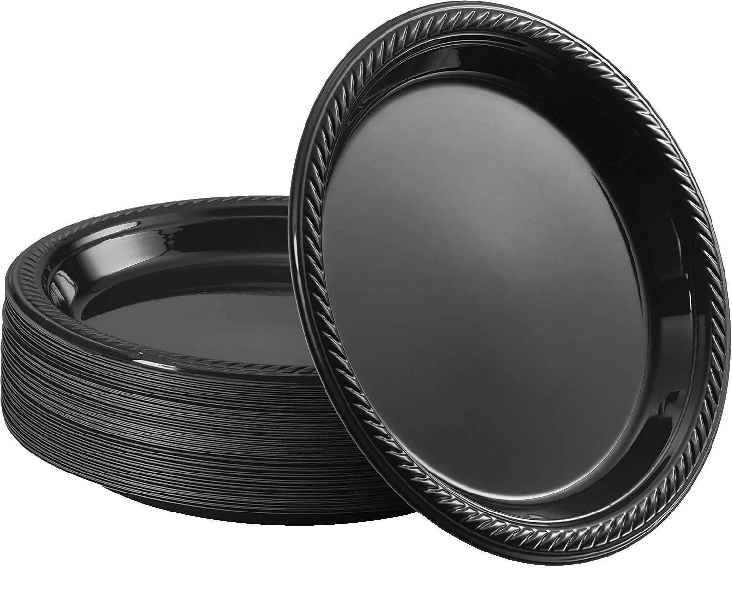 Black Solid Party Plates