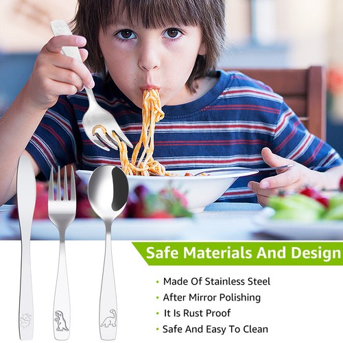 9Pcs Kids Silverware Set 410 Stainless Steel Kids Fork Spoon and Cutter BiSoZ✉ - Picture 9 of 12