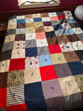 Vtg Handmade Patchwork Quilt 56"x78" Fun Patterns Bright Colors