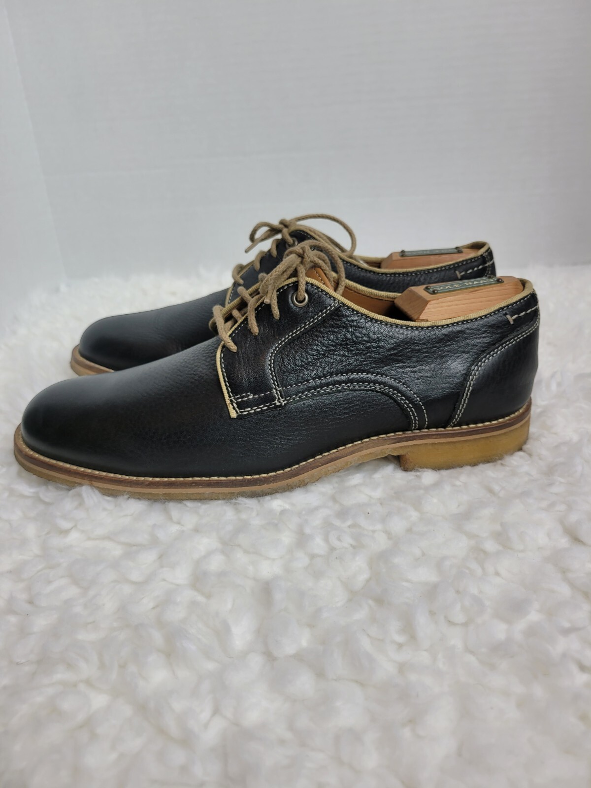 SAOLA Scarpe Oxford da uomo Johnston & Murphy Howell taglia 9 5 punta piatta pelle oliata blu navy