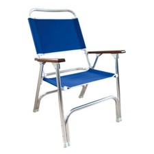 Offshore High Back Deluxe Folding Deck Chair, Blue, for Boat Yacht, Marine Grade